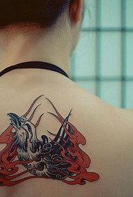 Creative Back Blood Bird Tattoo Pattern