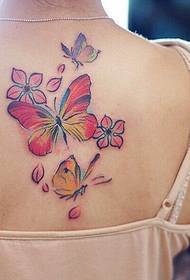 Femeia din spate frumoasă imagine de tatuaj cu fluture cireș