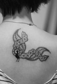 woman back totem phoenix tattoo