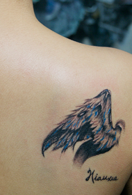 Girls' wings on the side of the tattoo picture