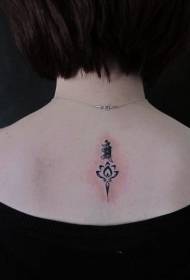 Muguras skaistais mazais lotosa totēma sanskrita tetovējuma raksts