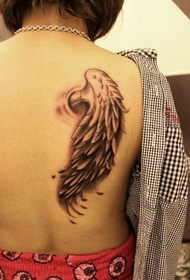 female back beautiful single-wing tattoo