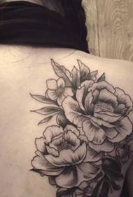 κορίτσια πίσω μαύρο γκρι λουλούδια τατουάζ τατουάζ είναι πολύ σέξι