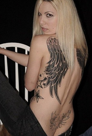 European beauty back wings tattoo