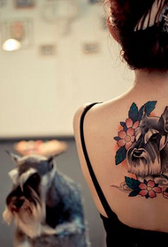 cute dog back ink portrait tattoo pattern