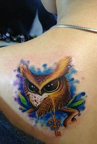 back personality owl 叼Golden Key Tattoo