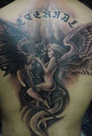 漂亮的惡魔和天使纏綿的紋身圖案