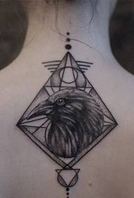 back geometric pattern and eagle tattoo picture
