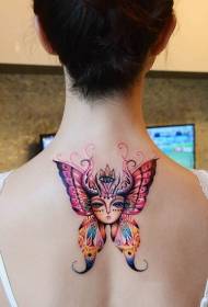 Butterfly Goddess Beauty Back Colorful Tattoo Pattern