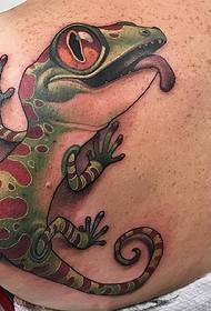 natural small cute, back chameleon cartoon painted tattoo