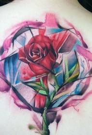 задняя стильно красивая цветная татуировка роза