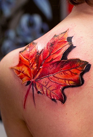 peke 3D ahi whero Maple Leaf Tattoo