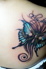model de tatuaj fluture pictat flori