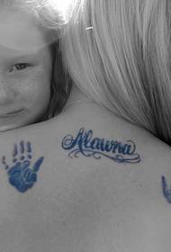 girls back palm English love creative tattoo