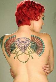 tatuatge diamant més fan abatible pintat