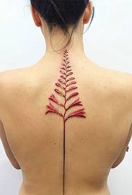το πίσω μέρος του κοριτσιού λεπτό σχέδιο τατουάζ δέντρο ακουαρέλας