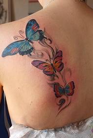 mergaičių graži drugelio tatuiruotė