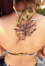 schoonheid terug sexy lotus zwart grijs tattoo patroon