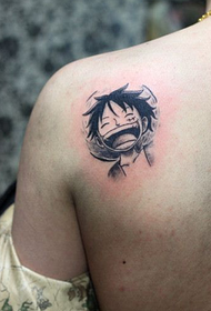 rameno One Piece Lufei smutek úsměv