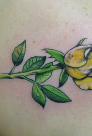 beautiful yellow rose tattoo pattern on the shoulder