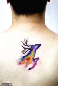 back watercolor deer tattoo pattern