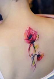 girl's beautiful poppies painted tattoo pattern