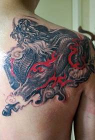 back domineering fire unicorn tattoo pattern