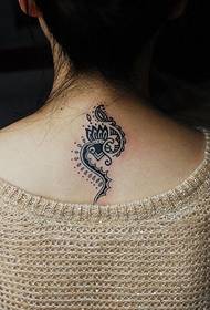 back neck lotus totem personality tattoo