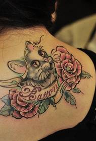 ličnost kreativna nestašna mačka ruža Tattoo na leđima