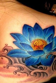 back blue lotus tattoo picture