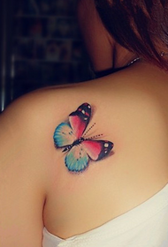 female back color 3D butterfly tattoo pattern
