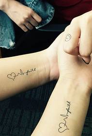 love ECG wrist couple tattoo pattern