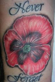 Wrist colored red poppies tattoo pattern