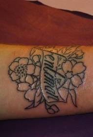 classic flower and letter wrist tattoo pattern