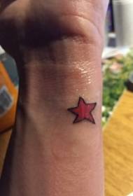 boys on the wrist painted geometric simple line five-pointed star tattoo picture