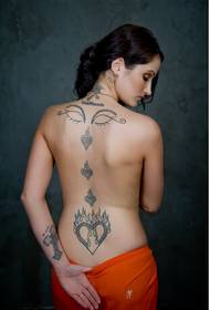 經典時尚美麗外國美女背部紋身紋身圖片
