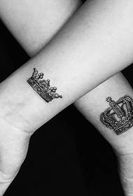 single crown couple tattoo tattoo on the wrist