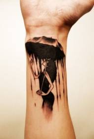 black girl and umbrella wrist tattoo pattern