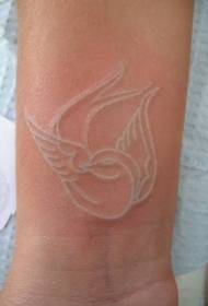 wrist invisible white bird tattoo pattern