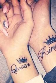 crown and English combined couple tattoo pictures
