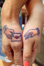 couple wrist tattoo letter tattoo pattern