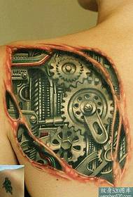 back realistic 3d mechanical gear tattoo pattern 95195-back red phoenix tattoo pattern