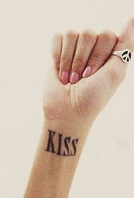girl wrist kiss tattoo pattern