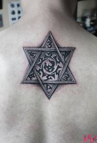 back European and American five-pointed star totem tattoo picture