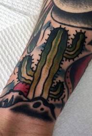 vanha tyyli värillinen ranne kaktus tatuointi malli