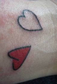 wrist simple color two heart tattoo Picture