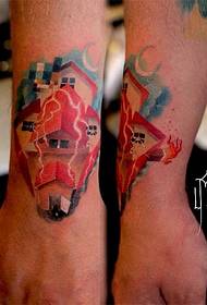 Color House Wrist Tattoo