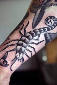 small arm simple black point scorpion tattoo pattern