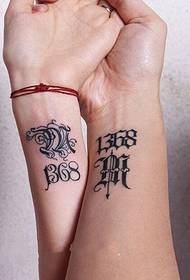 couple arm digital English personality tattoo pattern