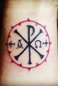 ručni crni i crveni kršćanski simbol tetovaža uzorak